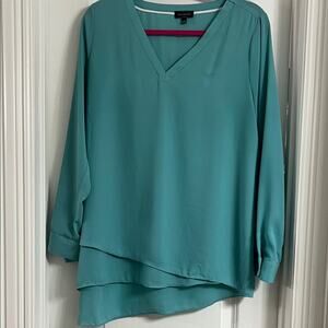 The Limited Aqua V-Neck Layered Blouse Size Large